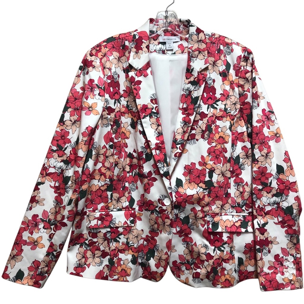 LIZ Claiborne N.W.T. KATE Floral Women's White and Pink Multi C.Blazer. Size 18